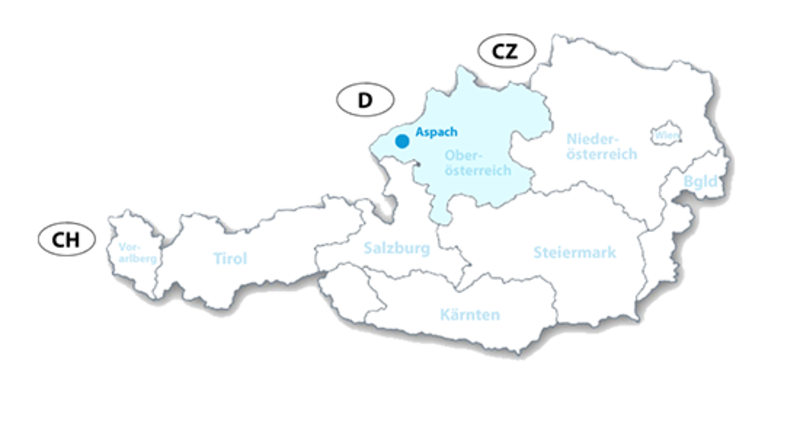 Aspach - Karte zur Lage in Österreich